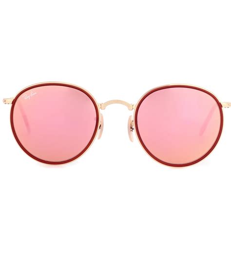 ray ban round pink sunglasses.